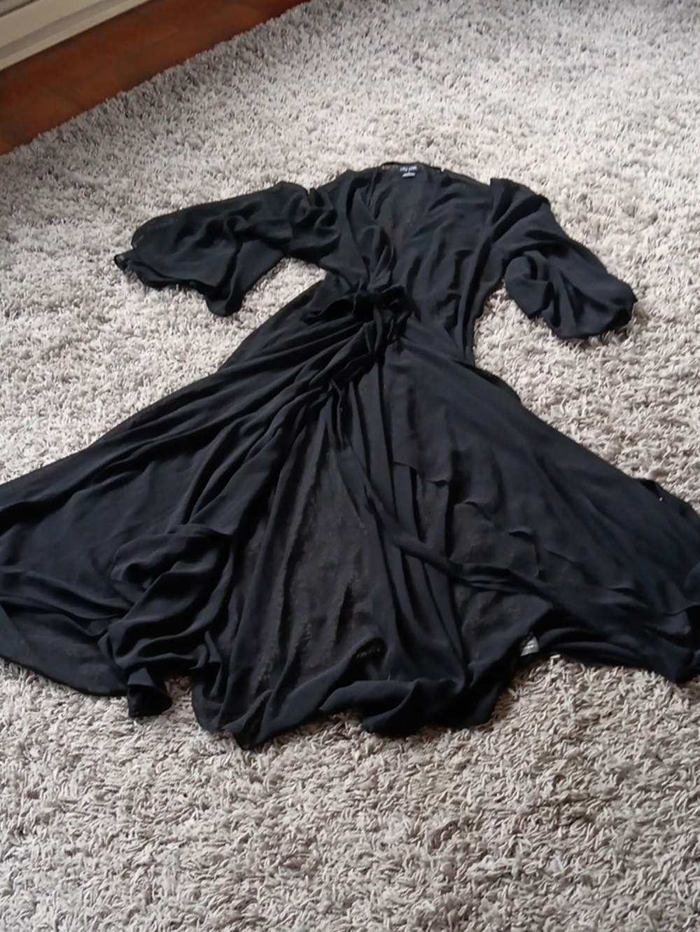 Vintage City Chic Black Wrap Maxi Naked Dress with Tie Waist